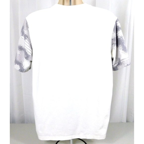 Mens Adidas T-shirt Trefoil Logo Size Large Gray White Cotton Blend - Picture 4 of 6